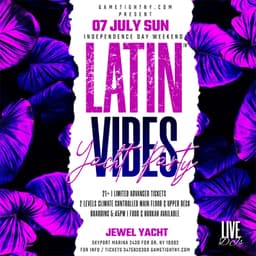 NYC Latin Vibes™ Sunday Funday Jewel Yacht Party Cruise Skyport Marina 2024 logo